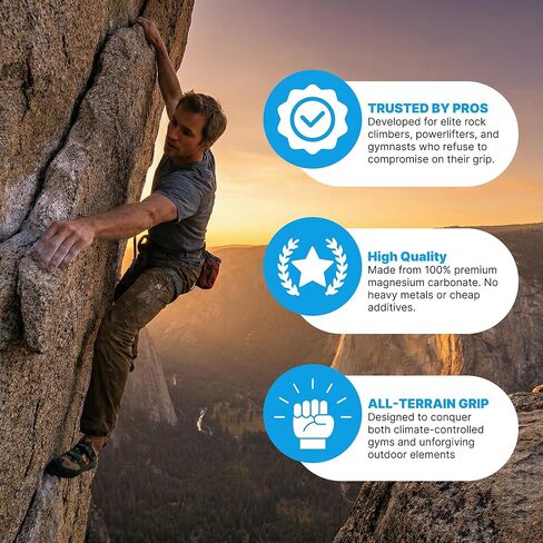 Climbing Chalk 200g Premium Powder, Performance Friction Gymnastics Chalk 100% Magnesium - Ultra Grip for Lifting, Rock Climbing, Gym, Weights & More! Long Lasting & Skin Friendly in Saudi Arabia