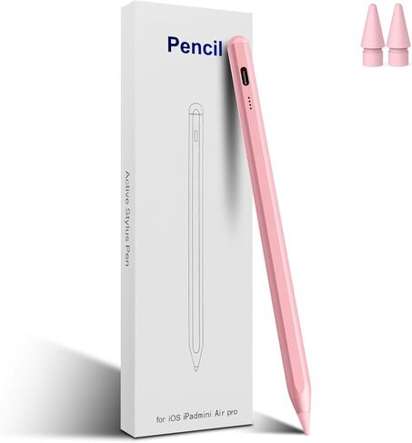 قلم ستايلس لجهاز iPad الجيل 11 / 10th 2025-2X قلم iPad للشحن السريع ورفض راحة اليد متوافق مع Apple Pencil 2018-2025، Apple iPad 6-10، Pro 11"/12.9"، Air 3/4/5، Mini 5/6 (وردي) in Kuwait