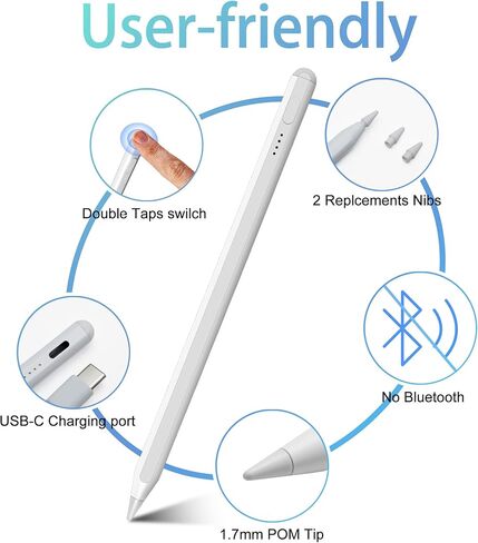 قلم ستايلس لجهاز iPad الجيل 11 / 10th 2025-2X قلم iPad للشحن السريع ورفض راحة اليد متوافق مع Apple Pencil 2018-2025، Apple iPad 6-10، Pro 11"/12.9"، Air 3/4/5، Mini 5/6 (وردي) in Kuwait