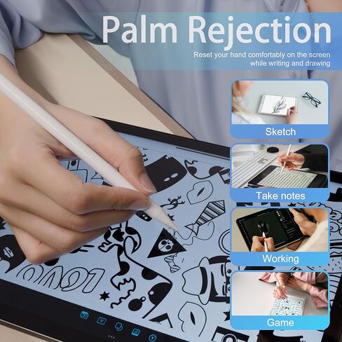 قلم ستايلس لجهاز iPad الجيل 11 / 10th 2025-2X قلم iPad للشحن السريع ورفض راحة اليد متوافق مع Apple Pencil 2018-2025، Apple iPad 6-10، Pro 11"/12.9"، Air 3/4/5، Mini 5/6 (وردي) in Kuwait