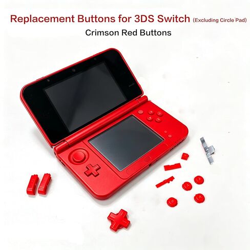 مخصص لاستبدال مجموعة الألوان الكاملة للأزرار الإضافية 3DS، لوحدات تحكم الألعاب الصغيرة Nintendo Old 3DS، اتجاه ABXY / D-Pad / كتف L R / Power Home / Volume / زر التبديل ثلاثي الأبعاد 11 قطعة (أحمر) in Kuwait