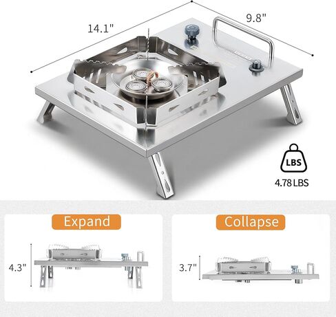 Camping Stove, Portable Foldable Stainless Steel Windproof Gas Stove with Electronic Ignition, Adjustable Flame, 25591 BTU Output, Includes Carry Bag, for IGT Table, Outdoor, Camping & Party Cooking in Saudi Arabia