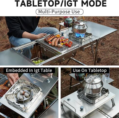 Camping Stove, Portable Foldable Stainless Steel Windproof Gas Stove with Electronic Ignition, Adjustable Flame, 25591 BTU Output, Includes Carry Bag, for IGT Table, Outdoor, Camping & Party Cooking in Saudi Arabia