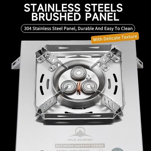Camping Stove, Portable Foldable Stainless Steel Windproof Gas Stove with Electronic Ignition, Adjustable Flame, 25591 BTU Output, Includes Carry Bag, for IGT Table, Outdoor, Camping & Party Cooking in Saudi Arabia