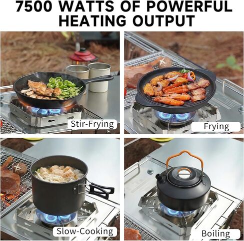 Camping Stove, Portable Foldable Stainless Steel Windproof Gas Stove with Electronic Ignition, Adjustable Flame, 25591 BTU Output, Includes Carry Bag, for IGT Table, Outdoor, Camping & Party Cooking in Saudi Arabia