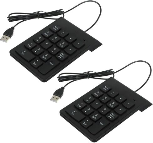 KALLORY 2 قطعة لوحة مفاتيح رقمية USB 18 مفتاحًا لوحة أرقام صغيرة صامتة لوحة مفاتيح المحاسبة المالية لأجهزة الكمبيوتر المحمول والكمبيوتر المكتبي والمكتبي in Saudi Arabia