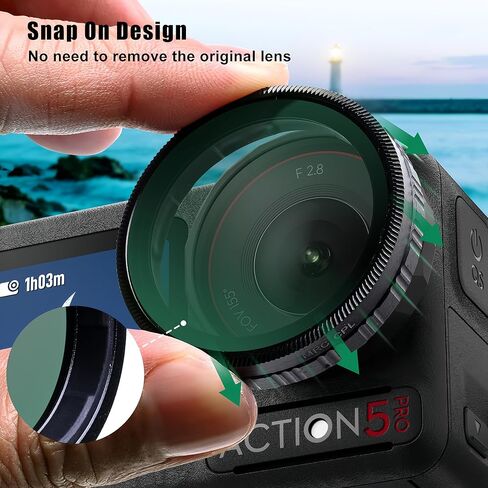 GREEN.L DJI Action 3 4 5 Pro ND Filter, Push-in Fit Variable ND Filter for DJI Osmo Action 5 Pro/4/3, HD Optical Glass, 16-Layer Anti-Reflection Coating, No Vignetting, Enhances Motion Blur in Saudi Arabia