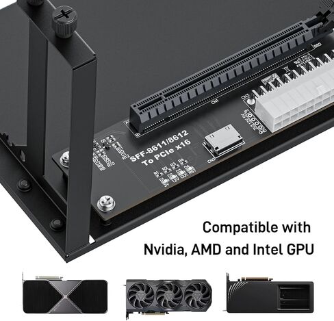 OwlTree PCIe 4.0 x4 64Gbps eGPU External Graphics Cards Dock, with OCuLink SFF-8612 8311 to PCIe x16 and SFF-8611 Male Cable 50cm, Supports GPU Laptop MIni PC Standard ATX Power Supply in Saudi Arabia