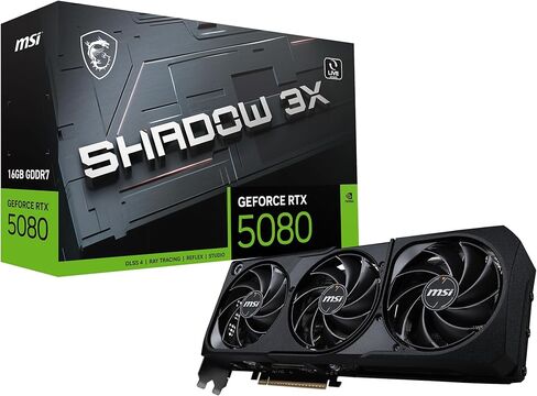 msi Gaming RTX 5080 16G Shadow 3X Graphics Card (16GB GDDR7,256-bit, Extreme Performance: 2625 MHz, DisplayPort x3 2.1a, HDMI 2.1b, NVIDIA Blackwell Architecture) in Saudi Arabia