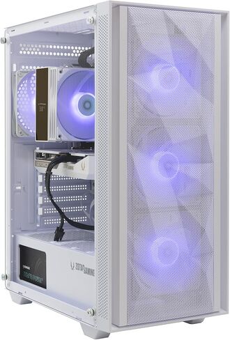 كمبيوتر سطح المكتب ZOTAC MEK للألعاب، NVIDIA GeForce RTX 5060 8GB GDDR7، AMD Ryzen 5 9600X حتى 5.4 جيجا هرتز، 16 جيجا DDR5، 1 تيرابايت NVMe SSD، 650W 80+ Gold PSU، WiFi 6E، بلوتوث 5.3، Windows 11 Home، أبيض in Saudi Arabia