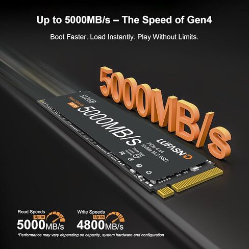 512 جيجابايت M.2 NVMe SSD 2280 PCIe Gen4 x4، حتى 5000 ميجابايت/ثانية، محرك أقراص الحالة الصلبة الداخلي ثلاثي الأبعاد NAND TLC، ترقية تخزين الألعاب فائقة السرعة لأجهزة الكمبيوتر الشخصية والكمبيوتر المحمول وسطح المكتب، متوافق مع PS5 in Kuwait