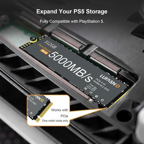 512 جيجابايت M.2 NVMe SSD 2280 PCIe Gen4 x4، حتى 5000 ميجابايت/ثانية، محرك أقراص الحالة الصلبة الداخلي ثلاثي الأبعاد NAND TLC، ترقية تخزين الألعاب فائقة السرعة لأجهزة الكمبيوتر الشخصية والكمبيوتر المحمول وسطح المكتب، متوافق مع PS5 in Kuwait