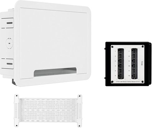 Legrand On-Q 9" in-Wall Media Box + 12-Port Cat6 Network Interface Module Bundle – Recessed Structured Wiring Enclosure with Mini Patch Panel for Home Networking in Saudi Arabia