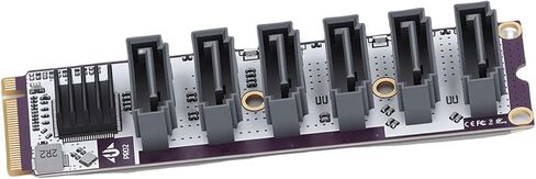Naroote 6 Port Expansion Card, PCIe 3 Controller Adapter, Heat Sink Support Expansion Controller with 6Gbps Speed, Ideal for NAS Storage Upgrade & in Saudi Arabia