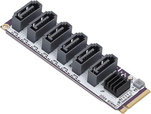 Naroote 6 Port Expansion Card, PCIe 3 Controller Adapter, Heat Sink Support Expansion Controller with 6Gbps Speed, Ideal for NAS Storage Upgrade & in Saudi Arabia