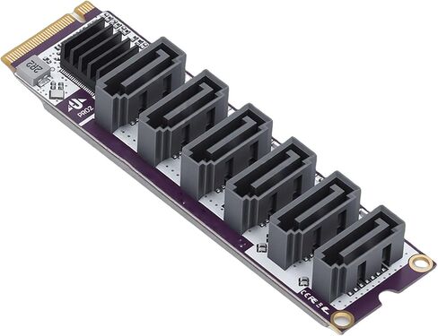 Naroote 6 Port Expansion Card, PCIe 3 Controller Adapter, Heat Sink Support Expansion Controller with 6Gbps Speed, Ideal for NAS Storage Upgrade & in Saudi Arabia