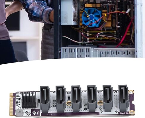 Naroote 6 Port Expansion Card, PCIe 3 Controller Adapter, Heat Sink Support Expansion Controller with 6Gbps Speed, Ideal for NAS Storage Upgrade & in Saudi Arabia