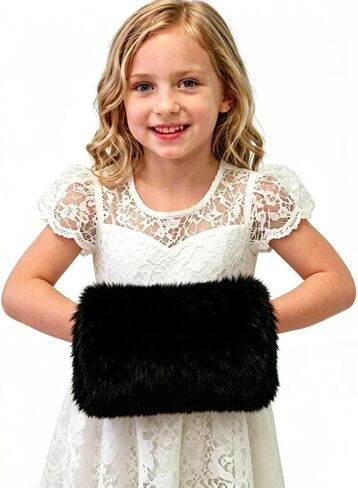 SlenyuBridal Girls Faux Fur Hand Muffs Cold Arm Warmers in Kuwait