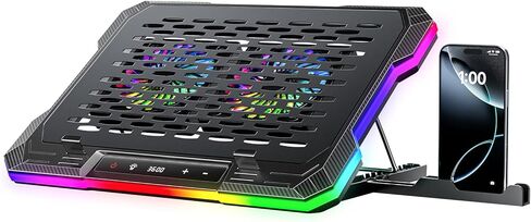 وسادة تبريد للكمبيوتر المحمول ChillCore 2 قابلة للفصل RGB للألعاب، تبريد سريع لأجهزة الكمبيوتر المحمول مقاس 15.6-19.3 بوصة، تحكم في السرعة المتغيرة، 8 ارتفاعات قابلة للتعديل - K6 RGB in Kuwait