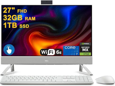 Dell Inspiron 27 7730 AIO Desktop 27" FHD Touchscreen (99% sRGB) Intel 10-core Core 7 150U (Beats i7-1355U) 32GB RAM 1TB SSD GeForce MX570A Type-C Pop-up FHD Camera Wi-Fi 6E Win11 in Saudi Arabia