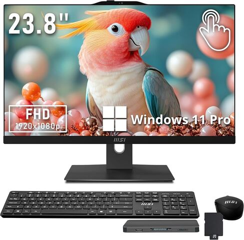 كمبيوتر مكتبي msi Modern 23.8 بوصة FHD الكل في واحد، Intel Core 7-150U، 16 جيجابايت DDR5، 1 تيرابايت SSD + 1 تيرابايت HDD، Intel Graphics، كاميرا ويب، لوحة مفاتيح وماوس لاسلكي، Win 11 Pro، أسود، مجموعة قاعدة إرساء 1 تيرابايت in Saudi Arabia