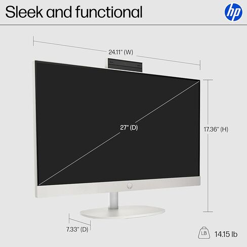 HP 27" FHD Touchscreen All-in-One Desktop Computer, 16GB DDR5 RAM 512GB SSD Storage, Quad-Cores Ryzen 5 7520U Processor, WiFi6, Wireless Keyboard & Mouse, Windows 11 in Saudi Arabia