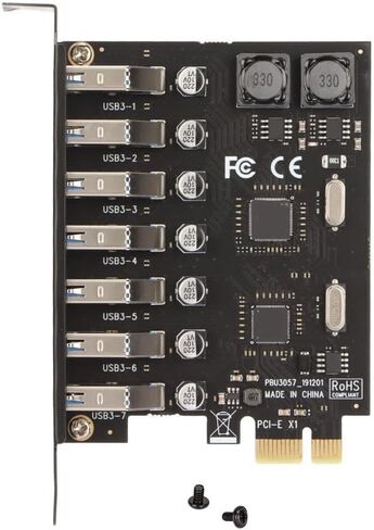 بطاقة توسيع PCIe إلى USB 3.0 7 منافذ - بطاقة نقل بيانات بسرعة 5 جيجابت في الثانية لنظام التشغيل Windows، شريحة VIA مع أجهزة USB 2.0 و1.1 متوافقة مع الإصدارات السابقة in Kuwait