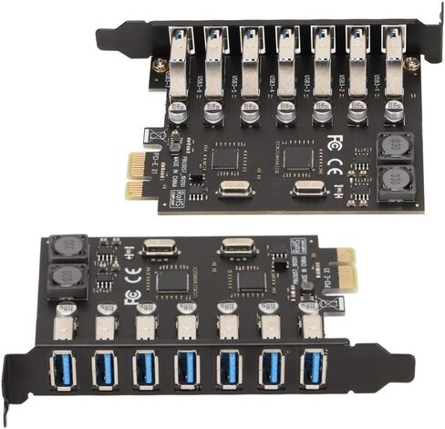 بطاقة توسيع PCIe إلى USB 3.0 7 منافذ - بطاقة نقل بيانات بسرعة 5 جيجابت في الثانية لنظام التشغيل Windows، شريحة VIA مع أجهزة USB 2.0 و1.1 متوافقة مع الإصدارات السابقة in Kuwait