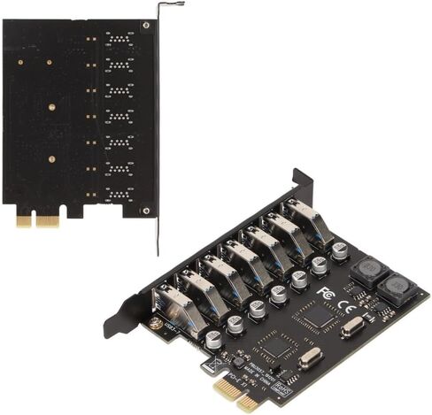 بطاقة توسيع PCIe إلى USB 3.0 7 منافذ - بطاقة نقل بيانات بسرعة 5 جيجابت في الثانية لنظام التشغيل Windows، شريحة VIA مع أجهزة USB 2.0 و1.1 متوافقة مع الإصدارات السابقة in Kuwait