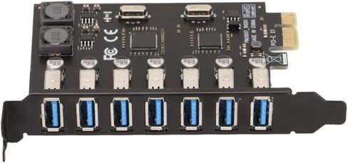 بطاقة توسيع PCIe إلى USB 3.0 7 منافذ - بطاقة نقل بيانات بسرعة 5 جيجابت في الثانية لنظام التشغيل Windows، شريحة VIA مع أجهزة USB 2.0 و1.1 متوافقة مع الإصدارات السابقة in Kuwait