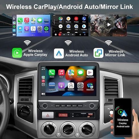 10.1 inch Car Radio Stereo Upgrade for Toyota Tacoma 2005-2015 with Wireless CarPlay/Android Auto/Touch Screen/SWC/GPS Navigation/BT/WiFi FM Backup Camera Physical Button Volume Knob in Saudi Arabia