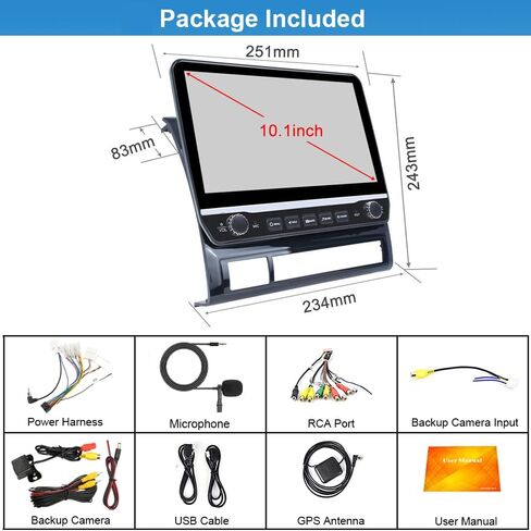 10.1 inch Car Radio Stereo Upgrade for Toyota Tacoma 2005-2015 with Wireless CarPlay/Android Auto/Touch Screen/SWC/GPS Navigation/BT/WiFi FM Backup Camera Physical Button Volume Knob in Saudi Arabia
