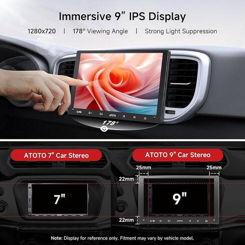 ATOTO A5L 9 بوصة Double-DIN Android Car Stereo Wireless CarPlay Android Auto، توصيل Wi-Fi/USB، ملاحة GPS، راديو السيارة الذي يعمل بالذكاء الاصطناعي، 24EQ، رابط المرآة، HD LRV، كاميرا احتياطية، ترقية OTA in Kuwait
