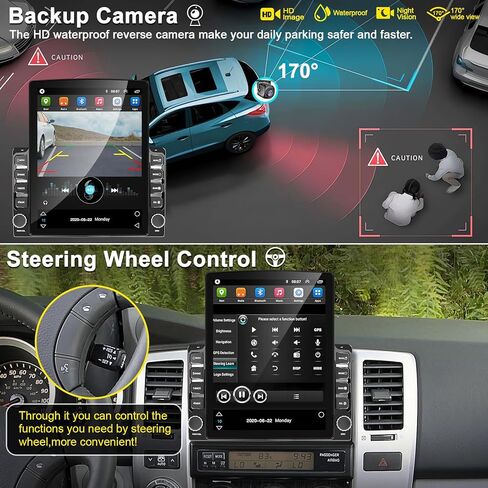 شاشة QLED ترقية 9.7 بوصة ستيريو راديو سيارة مزدوج الدين مع A-pple CarPlay وAndroid Auto، بلوتوث، MirrorLink، كاميرا احتياطية، راديو FM للسيارة، ملاحة GPS Android 15 وحدة رأس تعمل باللمس in Kuwait