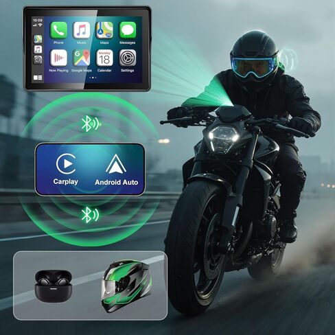 2026 YZW GPS Carplay 5 بوصة للدراجات النارية مع TPMS، CarPlay اللاسلكي وAndroid Auto، نظام تحديد المواقع GPS، يدعم البلوتوث، Siri، مساعد Google، التحكم بالصوت، USB، IP69K HD شاشة لمس مقاومة للماء in Kuwait