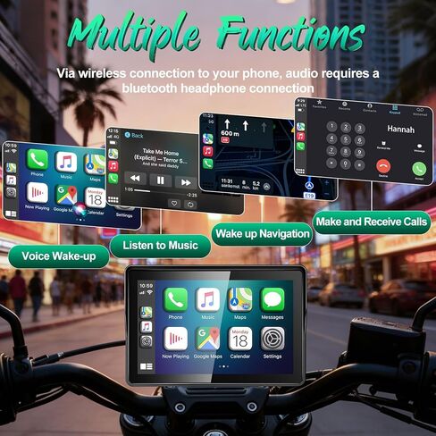 2026 YZW GPS Carplay 5 بوصة للدراجات النارية مع TPMS، CarPlay اللاسلكي وAndroid Auto، نظام تحديد المواقع GPS، يدعم البلوتوث، Siri، مساعد Google، التحكم بالصوت، USB، IP69K HD شاشة لمس مقاومة للماء in Kuwait
