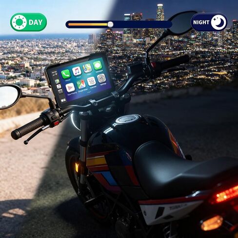 2026 YZW GPS Carplay 5 بوصة للدراجات النارية مع TPMS، CarPlay اللاسلكي وAndroid Auto، نظام تحديد المواقع GPS، يدعم البلوتوث، Siri، مساعد Google، التحكم بالصوت، USB، IP69K HD شاشة لمس مقاومة للماء in Kuwait