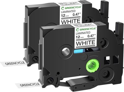 GREENCYCLE TZe2312PK Label Maker Tape TZe-231 12mm 0.47 Laminated White Compatible for Brother P Touch TZ-231 TZe TZ 1/2 inch Black on White Label Tape for PT-D200 D210 H110 in Saudi Arabia