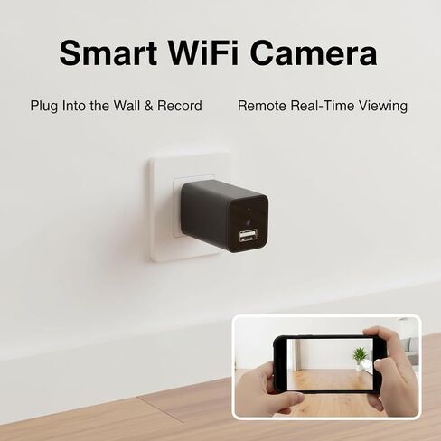 كاميرا أمان بمنفذ حائط 4K UHD، كاميرا شاحن USB، نقطة اتصال WiFi6 وAP، تسجيل طويل الأمد، مشاركة أجهزة متعددة، بدون صوت in Kuwait
