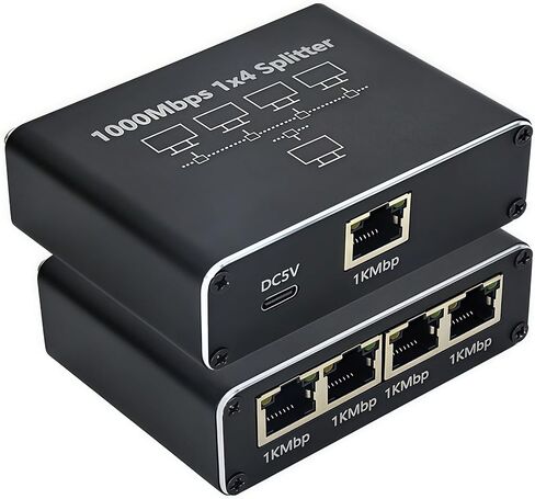 موزع شبكة جيجابت إيثرنت من 1 إلى 4، مقسم كابل الشبكة بسرعة 1000 ميجا بت في الثانية RJ45 1 في 4 مخرج، محول LAN بـ 4 منافذ لجهاز التوجيه والكمبيوتر الشخصي والتلفزيون الذكي والكاميرا والتوصيل والتشغيل، وغطاء معدني، وتوسيع منافذ الإنترنت السلكية in Saudi Arabia