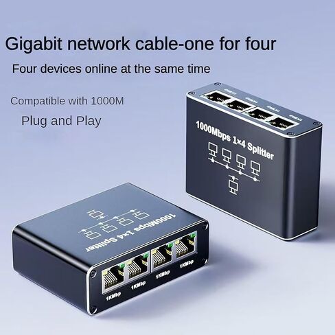 موزع شبكة جيجابت إيثرنت من 1 إلى 4، مقسم كابل الشبكة بسرعة 1000 ميجا بت في الثانية RJ45 1 في 4 مخرج، محول LAN بـ 4 منافذ لجهاز التوجيه والكمبيوتر الشخصي والتلفزيون الذكي والكاميرا والتوصيل والتشغيل، وغطاء معدني، وتوسيع منافذ الإنترنت السلكية in Saudi Arabia