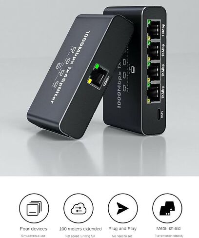 موزع شبكة جيجابت إيثرنت من 1 إلى 4، مقسم كابل الشبكة بسرعة 1000 ميجا بت في الثانية RJ45 1 في 4 مخرج، محول LAN بـ 4 منافذ لجهاز التوجيه والكمبيوتر الشخصي والتلفزيون الذكي والكاميرا والتوصيل والتشغيل، وغطاء معدني، وتوسيع منافذ الإنترنت السلكية in Saudi Arabia