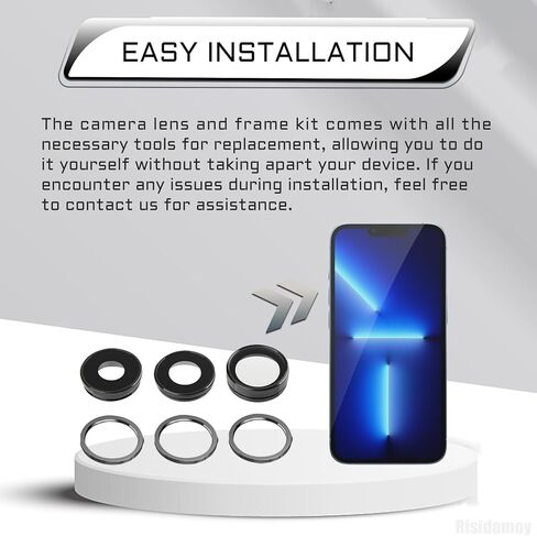 for iPhone 13 Pro Camera Lens Glass with Frame Replacement Rear Camera Back Camera Lens Metal Frame Cover Replace with Full Repair Tools Kit Model: A2638 A2483 A2636 A2639 A2640 in Saudi Arabia