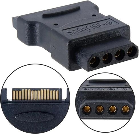 محول SATA15Pin ذكر إلى كبير 4Pin أنثى، 15Pin ذكر قابس طاقة إلى 4pin قرص صلب محول طاقة محول سهل الاستخدام in Saudi Arabia