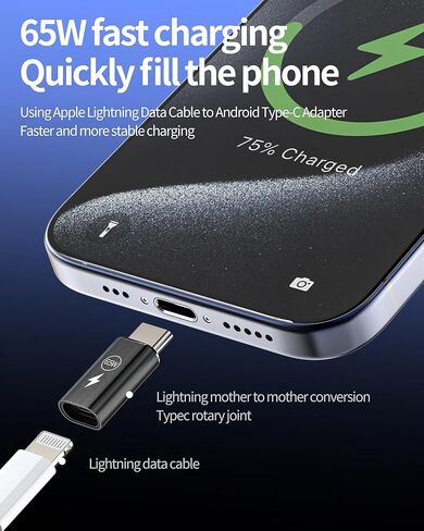 65W Lightning Female to USB C Male Adapter (3 Pack) for Apple for iPhone 16 15 Pro Max for iPad Compatible for Samsung Type C Charging Adaptor Charger Cable Port Converter Android Cables Connector in Saudi Arabia