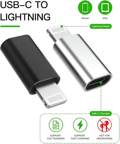 USB C Female to Lightning Male Adapter(3 Pack) Type C Port Charger Dongle Cable Charging Cord Connector for iPhone 14 13 12 11 Pro Max Mini Xs Plus X Xr for iPad Air 2018 Data Sync Converter in Saudi Arabia