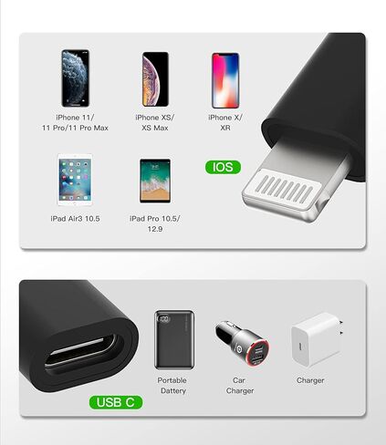 USB C Female to Lightning Male Adapter(3 Pack) Type C Port Charger Dongle Cable Charging Cord Connector for iPhone 14 13 12 11 Pro Max Mini Xs Plus X Xr for iPad Air 2018 Data Sync Converter in Saudi Arabia