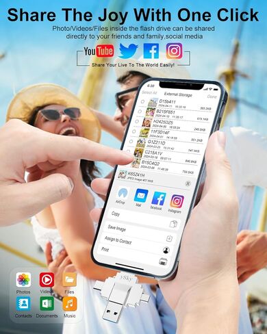 عصا صور بسعة 512 جيجابايت معتمدة من MFi لمحرك أقراص فلاش iPhone، محرك أقراص إبهام للتخزين الخارجي 4 في 1 لنسخ احتياطي لصور وفيديوهات iPhone، محركات أقراص فلاش USB C لأجهزة iPhone/iPad/Android/PC/MAC in Kuwait