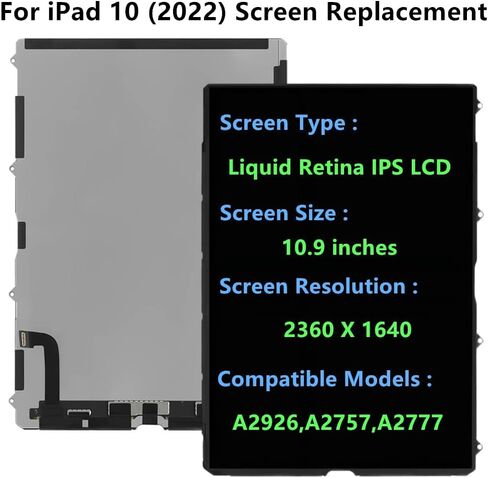 لباد 10 2022 LCD قطع غيار للشاشة A2696 A2757 A2777 10.9 "10th Gen عرض محول الأرقام الجمعية (لا توجد شاشة تعمل باللمس) in Kuwait