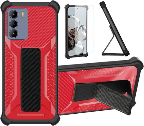 Case Compatible for PCD P65R Bengal MAX Phone Case Stand Cover [with 1* TempeBlack Glass Screen Protector] Hybrid Case [Folding Support Magnetic] [Frosted Anti-Fingerprint] ZJBB-Black in Saudi Arabia